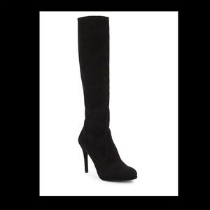 Stuart Weitzman give it up black suede boots 8